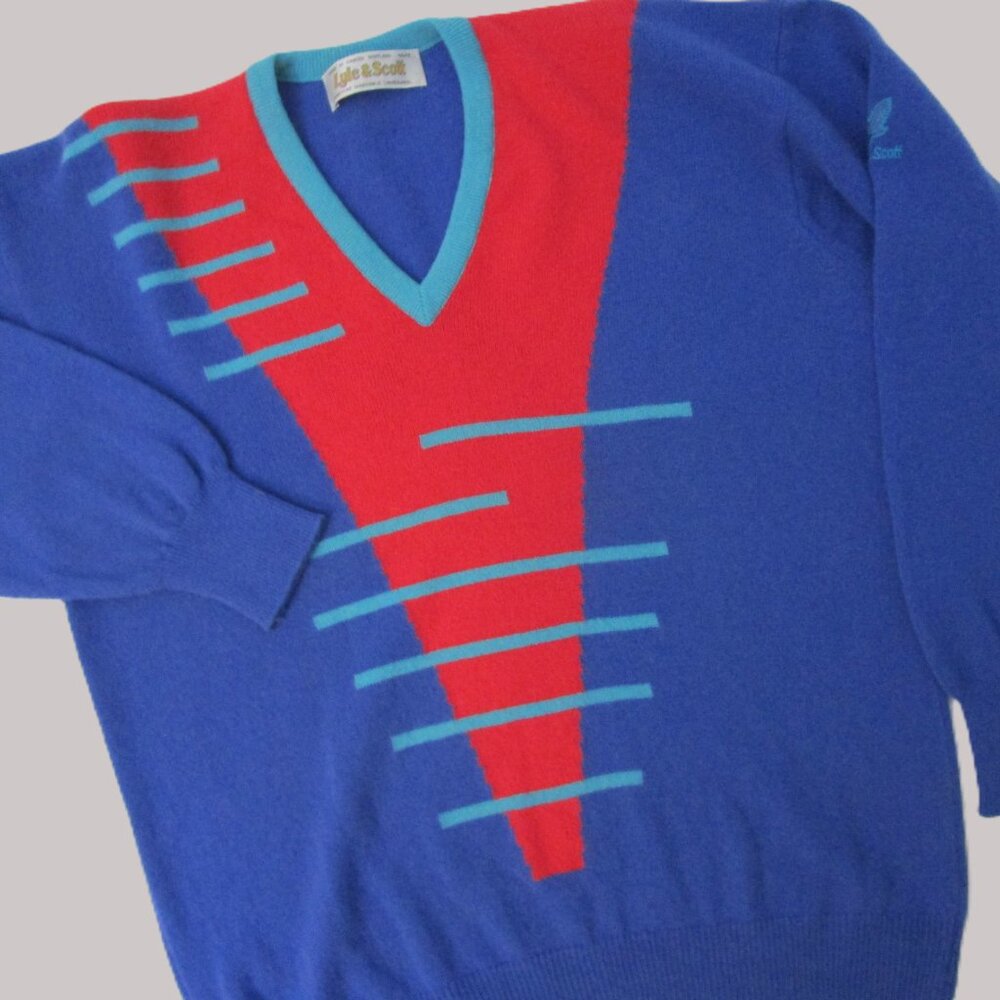 Mens V Neck Pullover Sweater Jumper Intarsia  Scotland